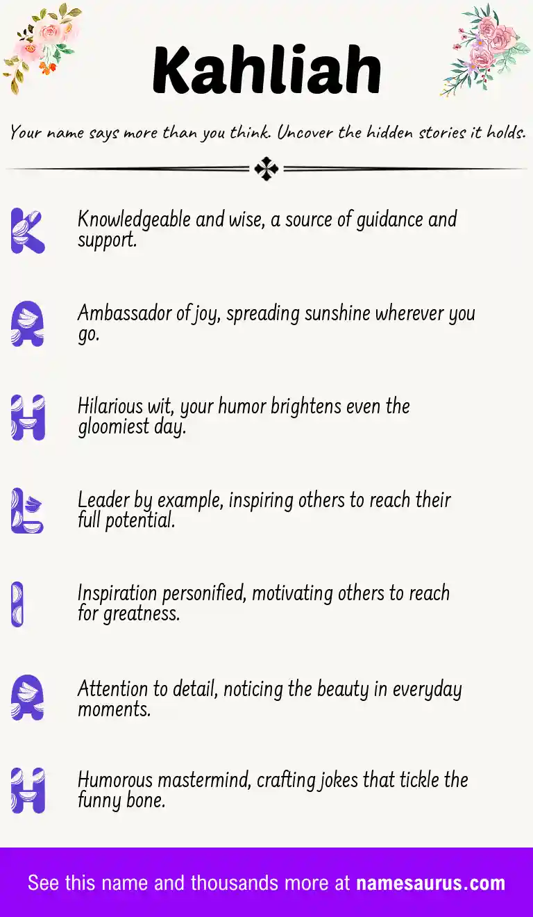 Acrostic poem about Kahliah.