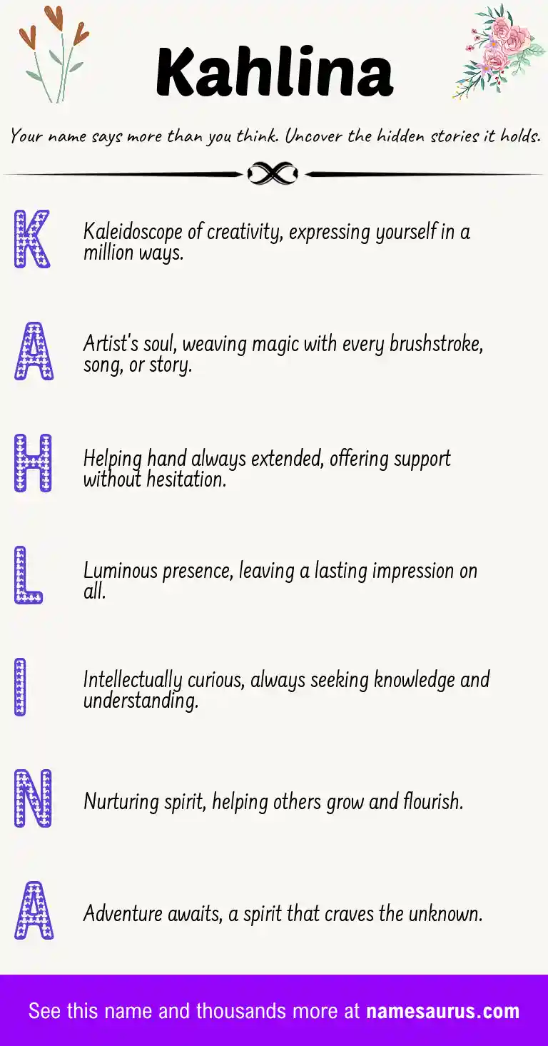 Acrostic poem about Kahlina.