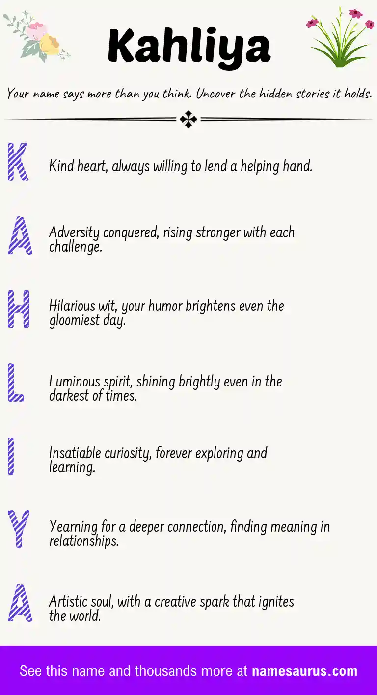Acrostic poem about Kahliya.