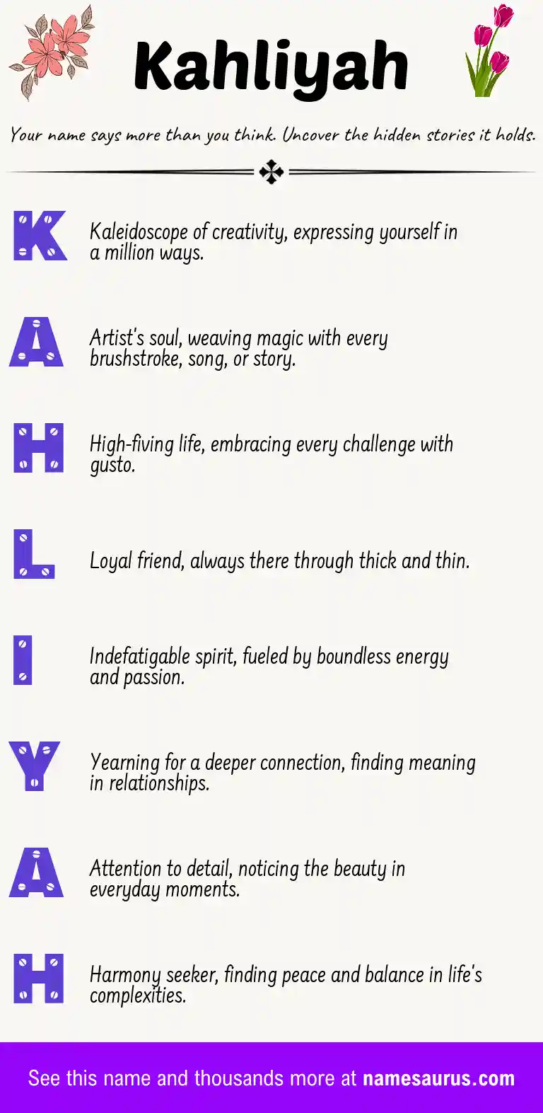 Acrostic poem about Kahliyah.