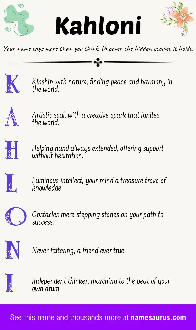 Acrostic poem about Kahloni.
