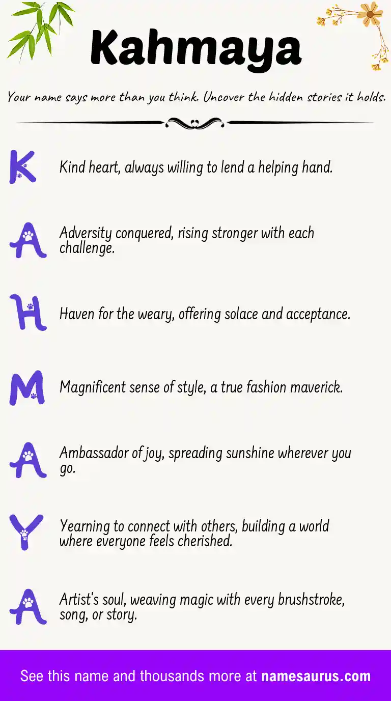 Acrostic poem about Kahmaya.