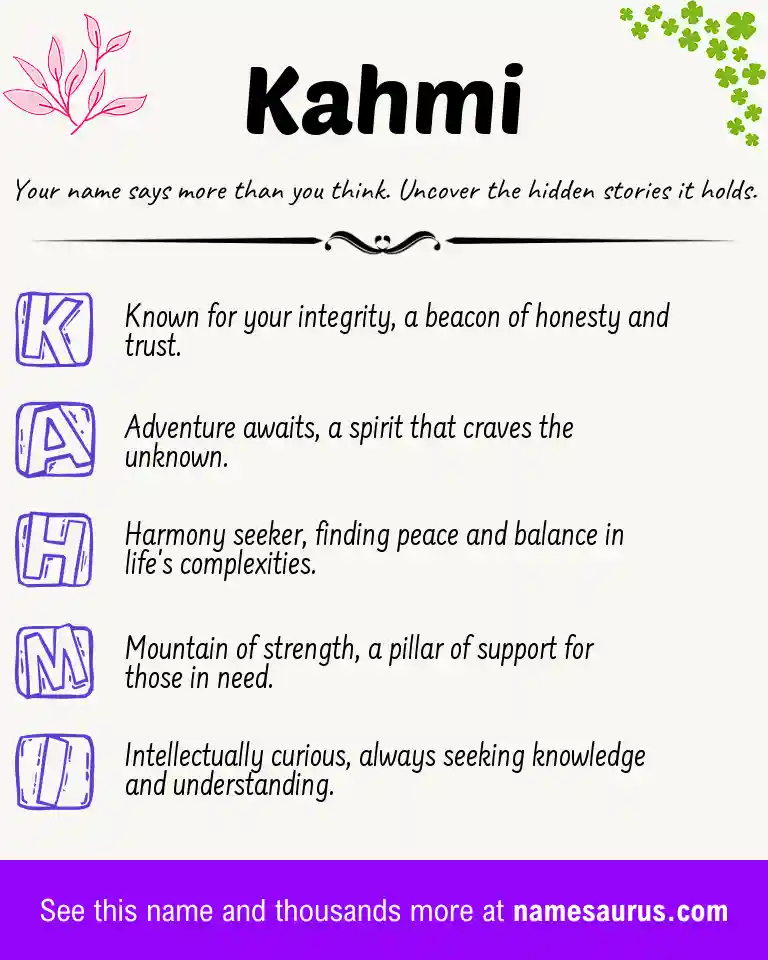 Acrostic poem about Kahmi.