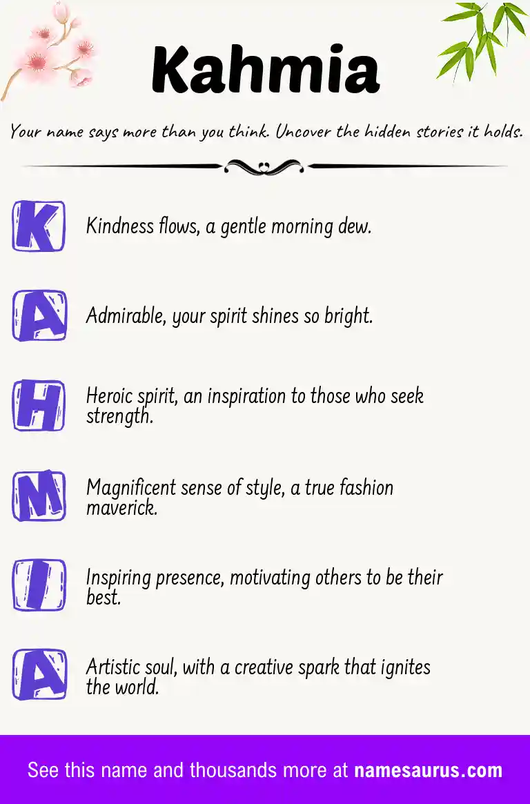 Acrostic poem about Kahmia.