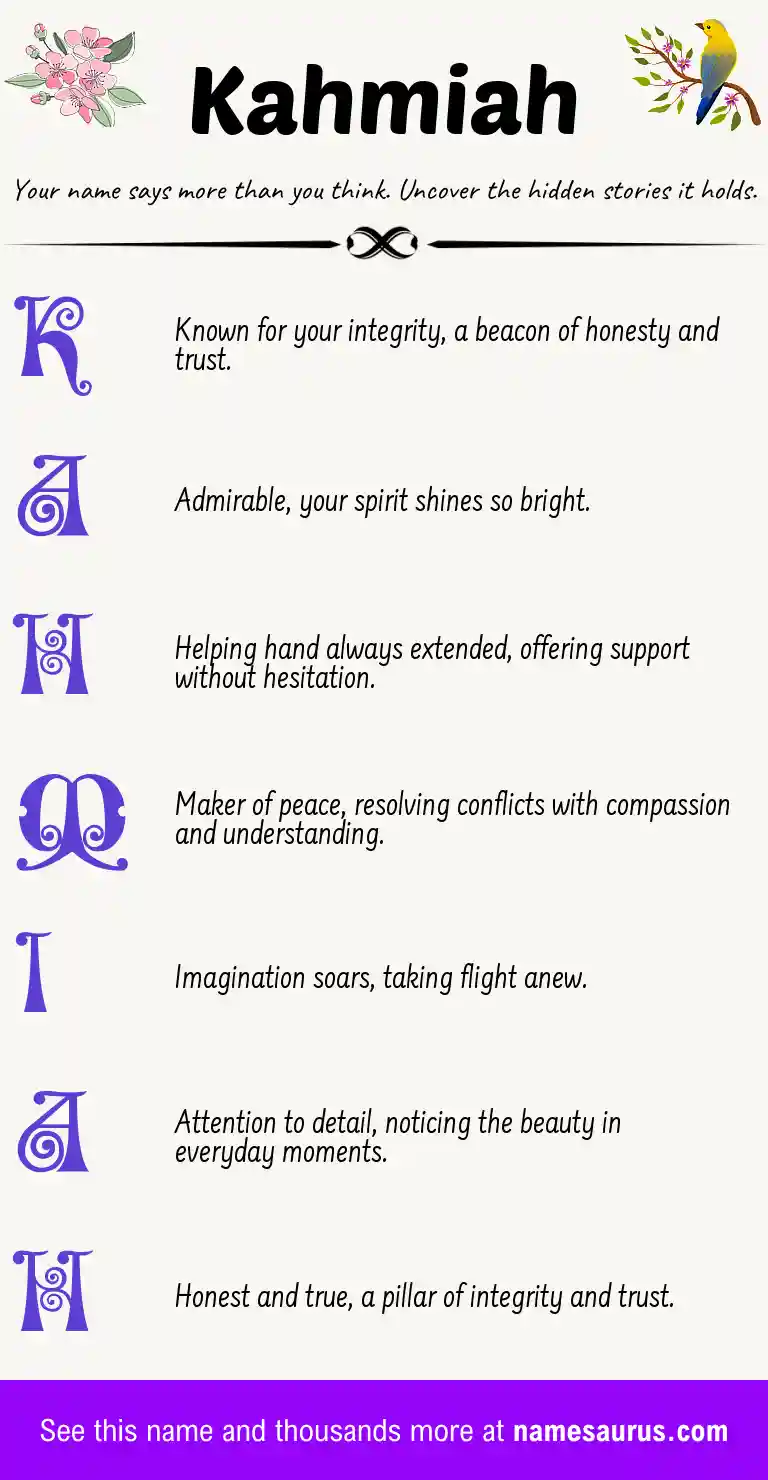 Acrostic poem about Kahmiah.