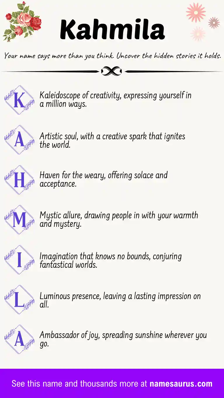 Acrostic poem about Kahmila.