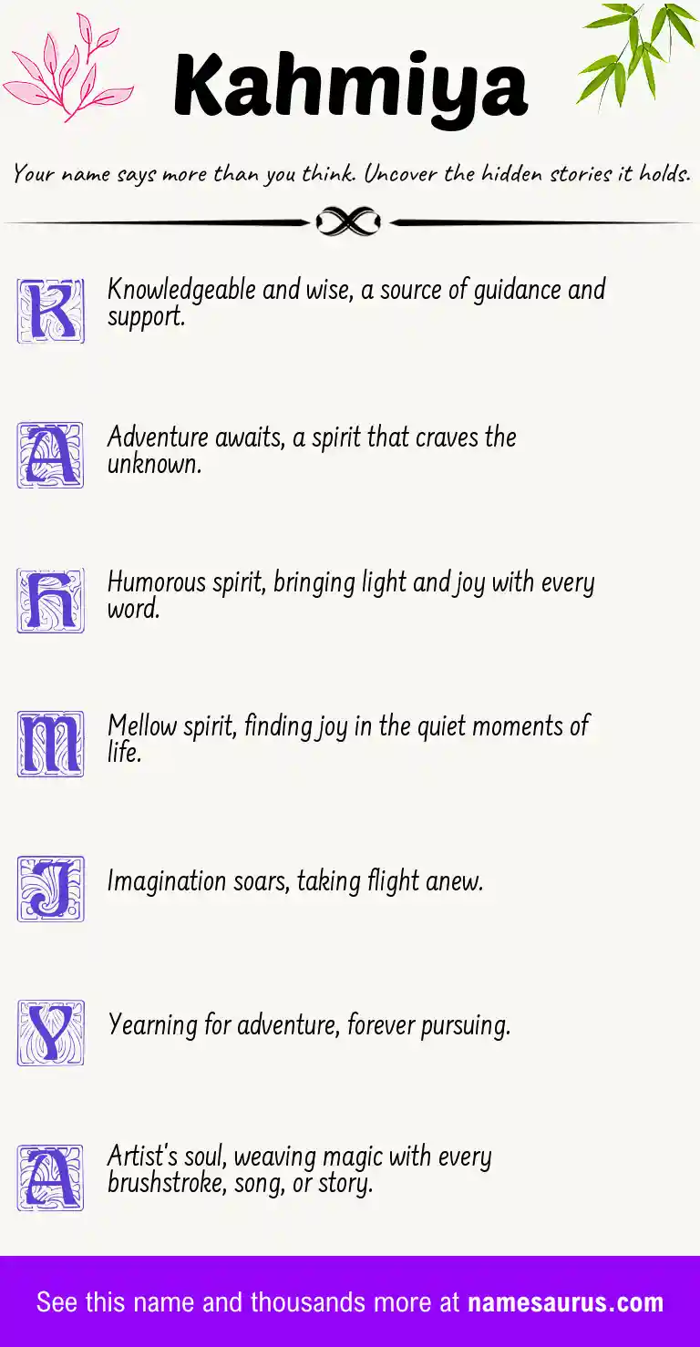 Acrostic poem about Kahmiya.