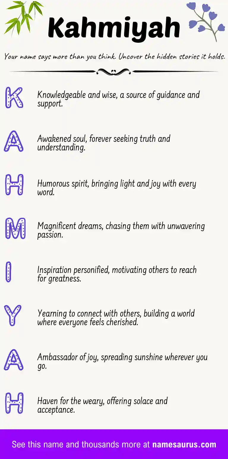 Acrostic poem about Kahmiyah.