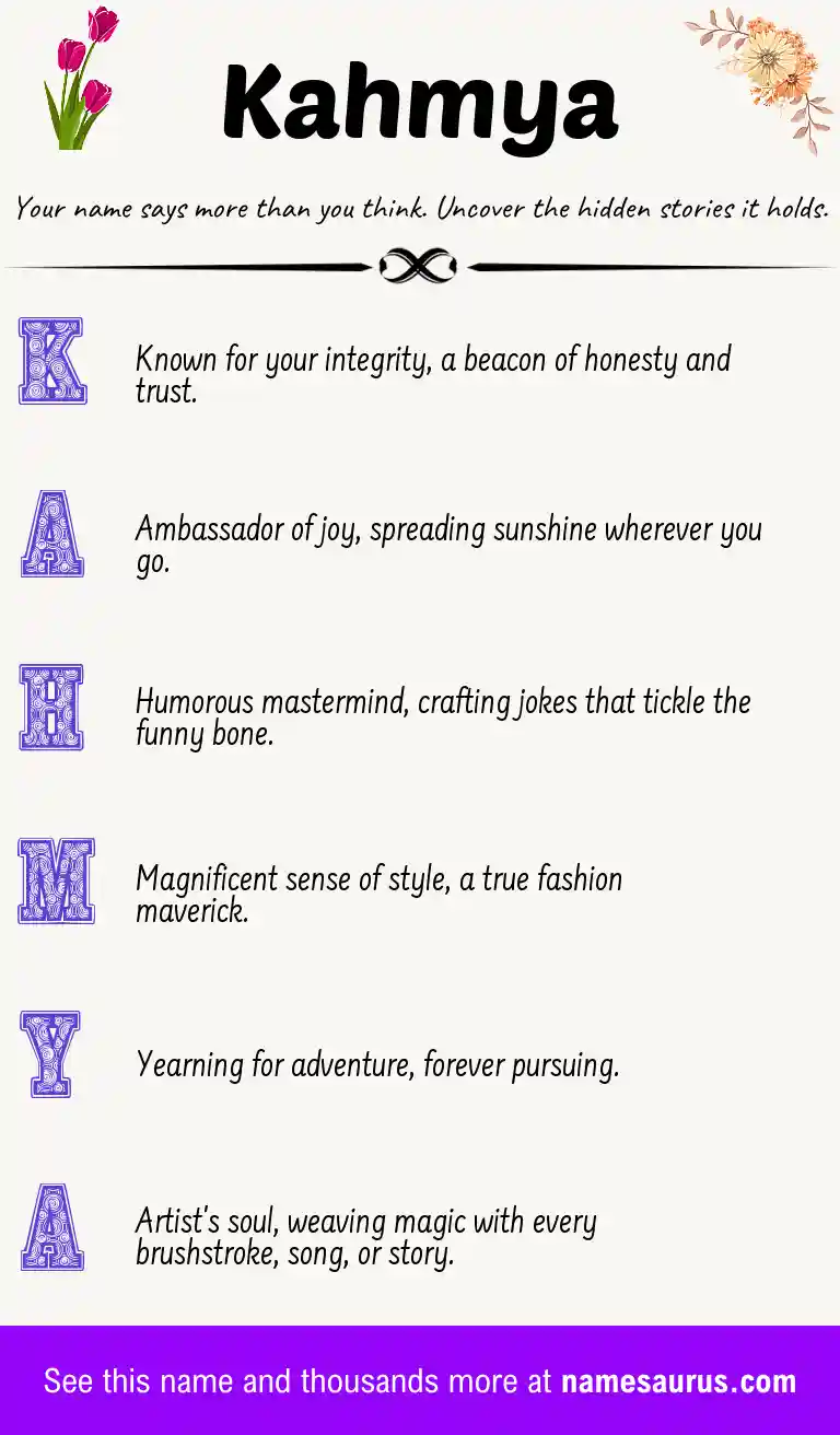 Acrostic poem about Kahmya.