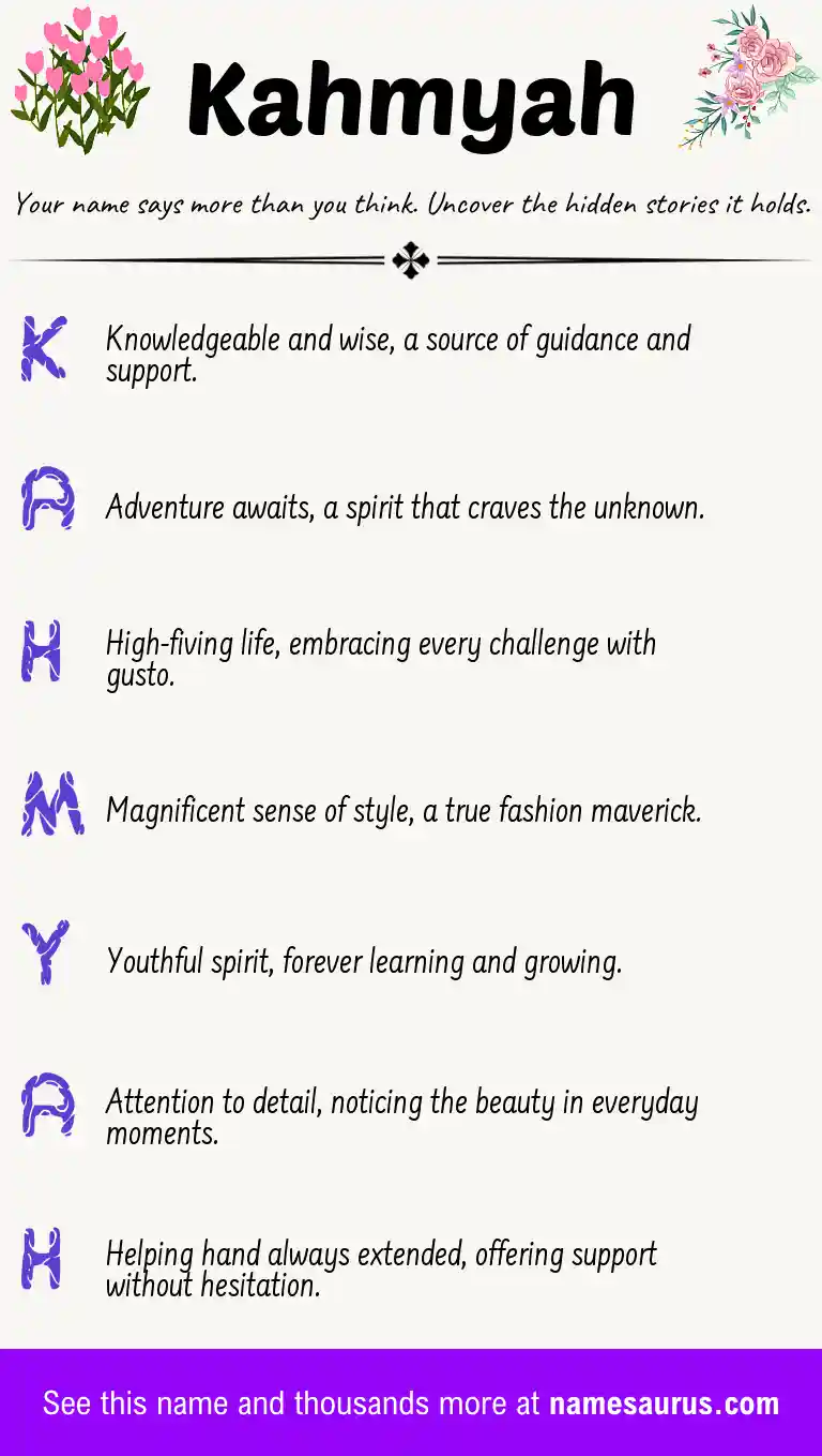 Acrostic poem about Kahmyah.
