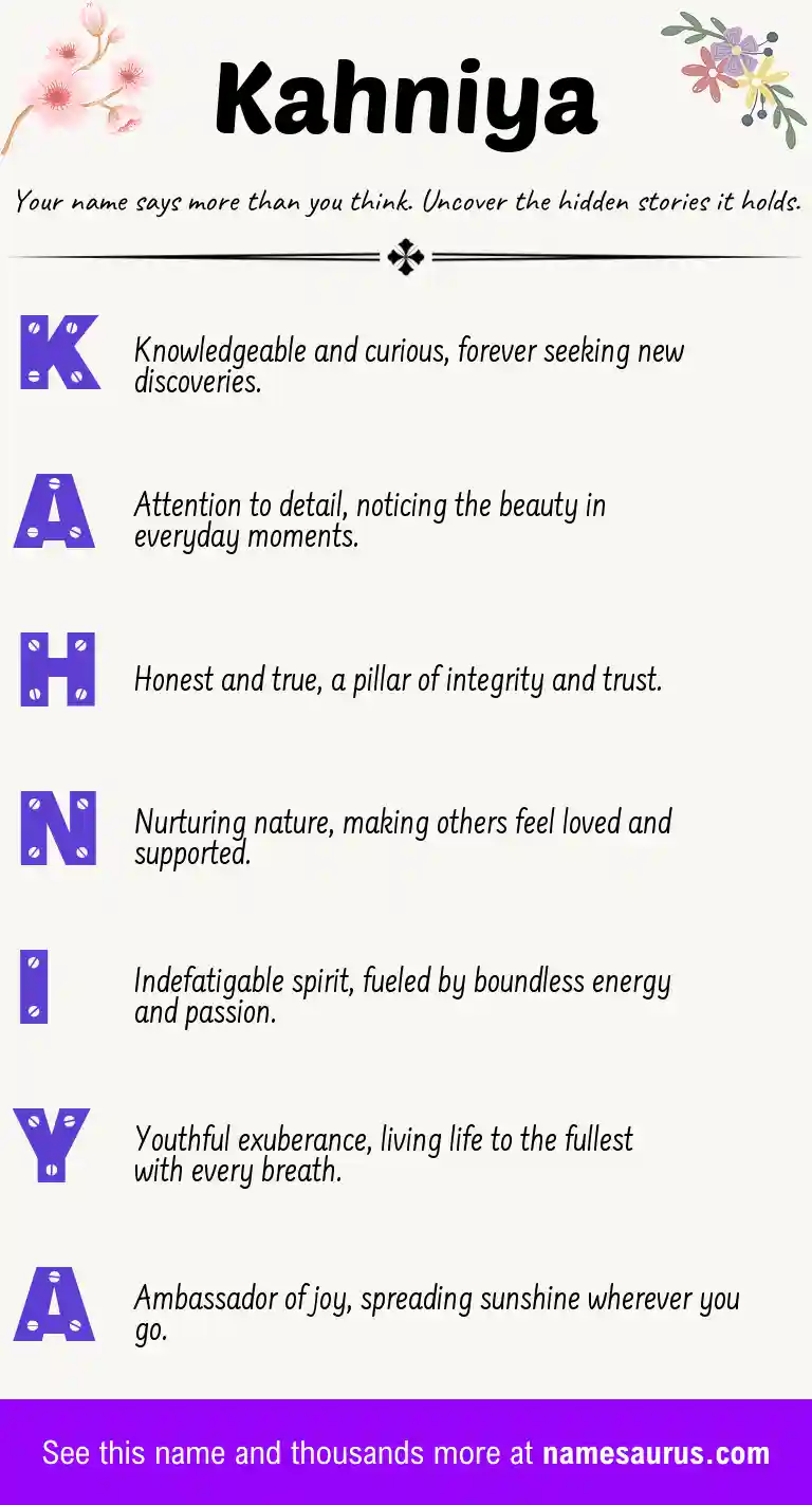 Acrostic poem about Kahniya.