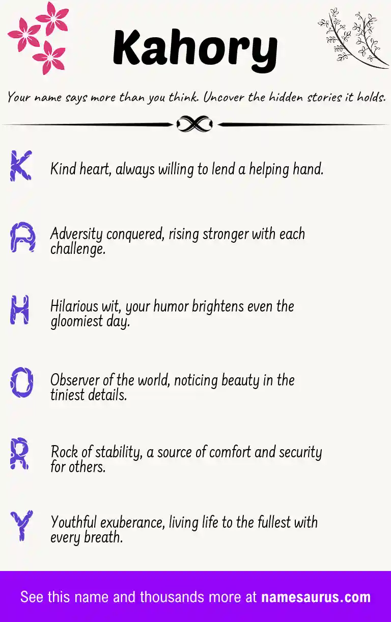 Acrostic poem about Kahory.