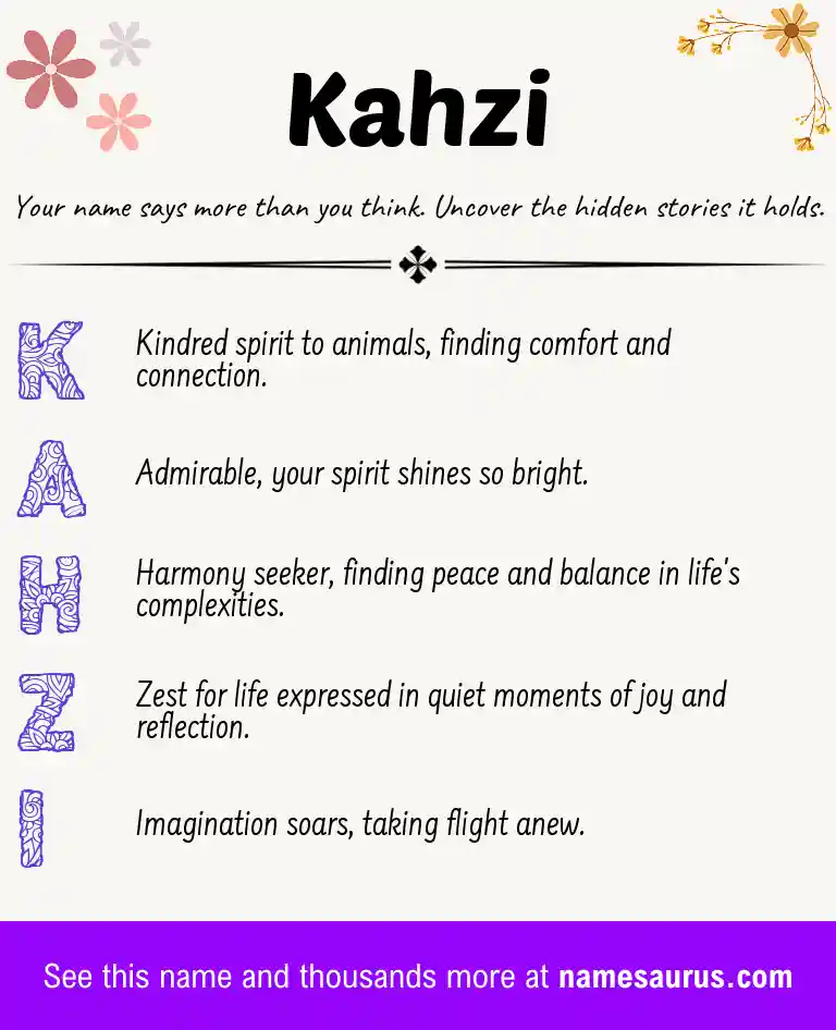 Acrostic poem about Kahzi.