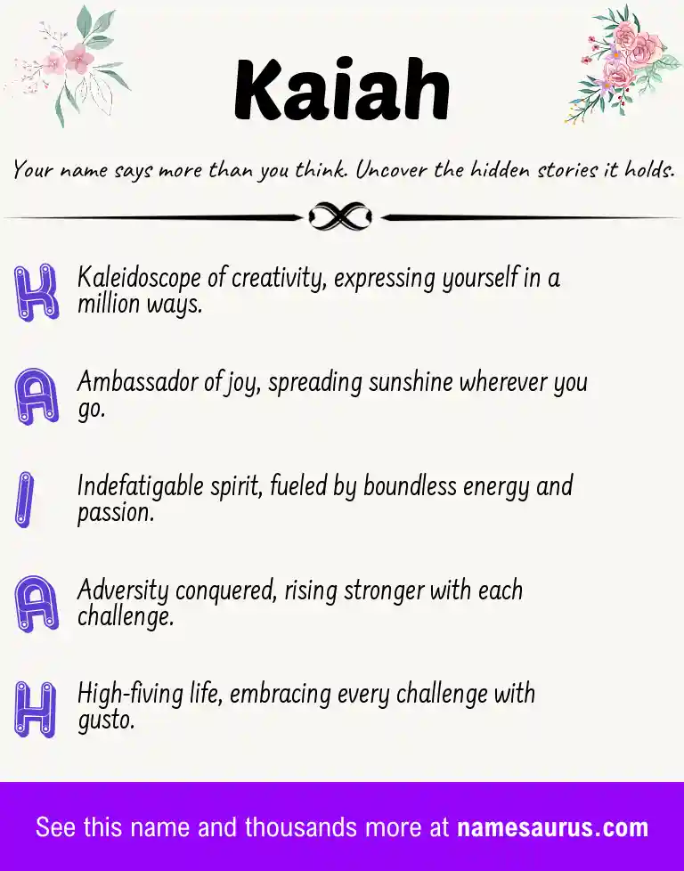 Acrostic poem about Kaiah.