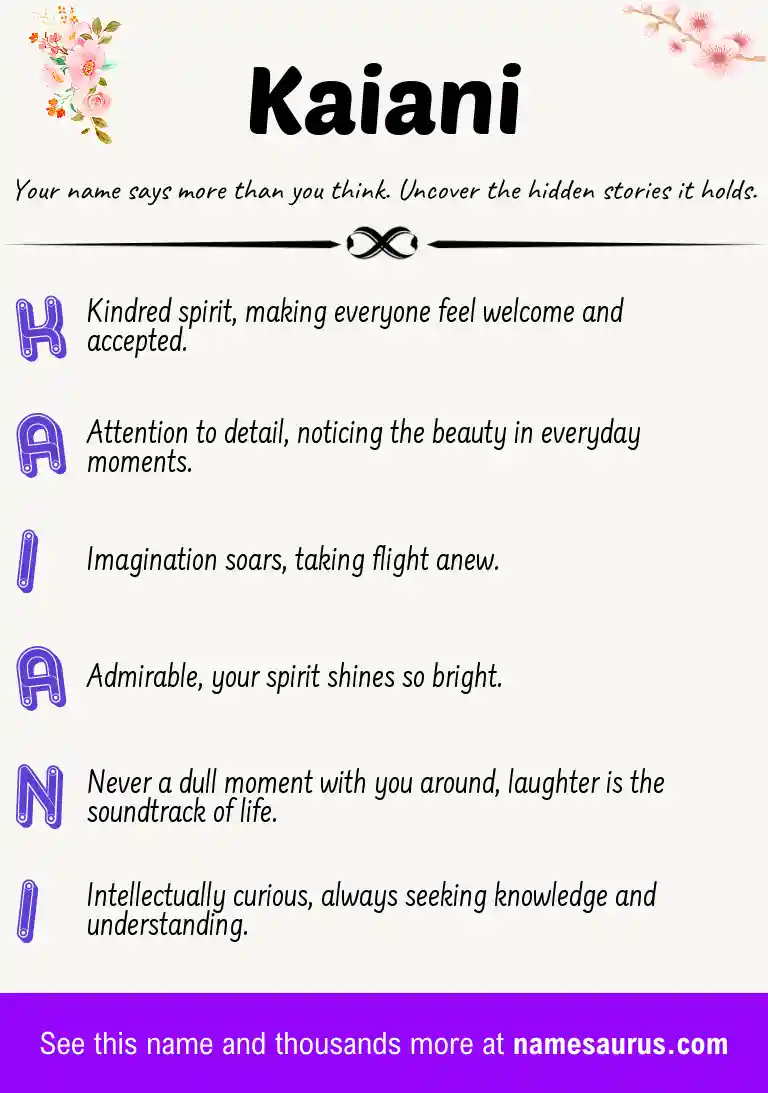 Acrostic poem about Kaiani.