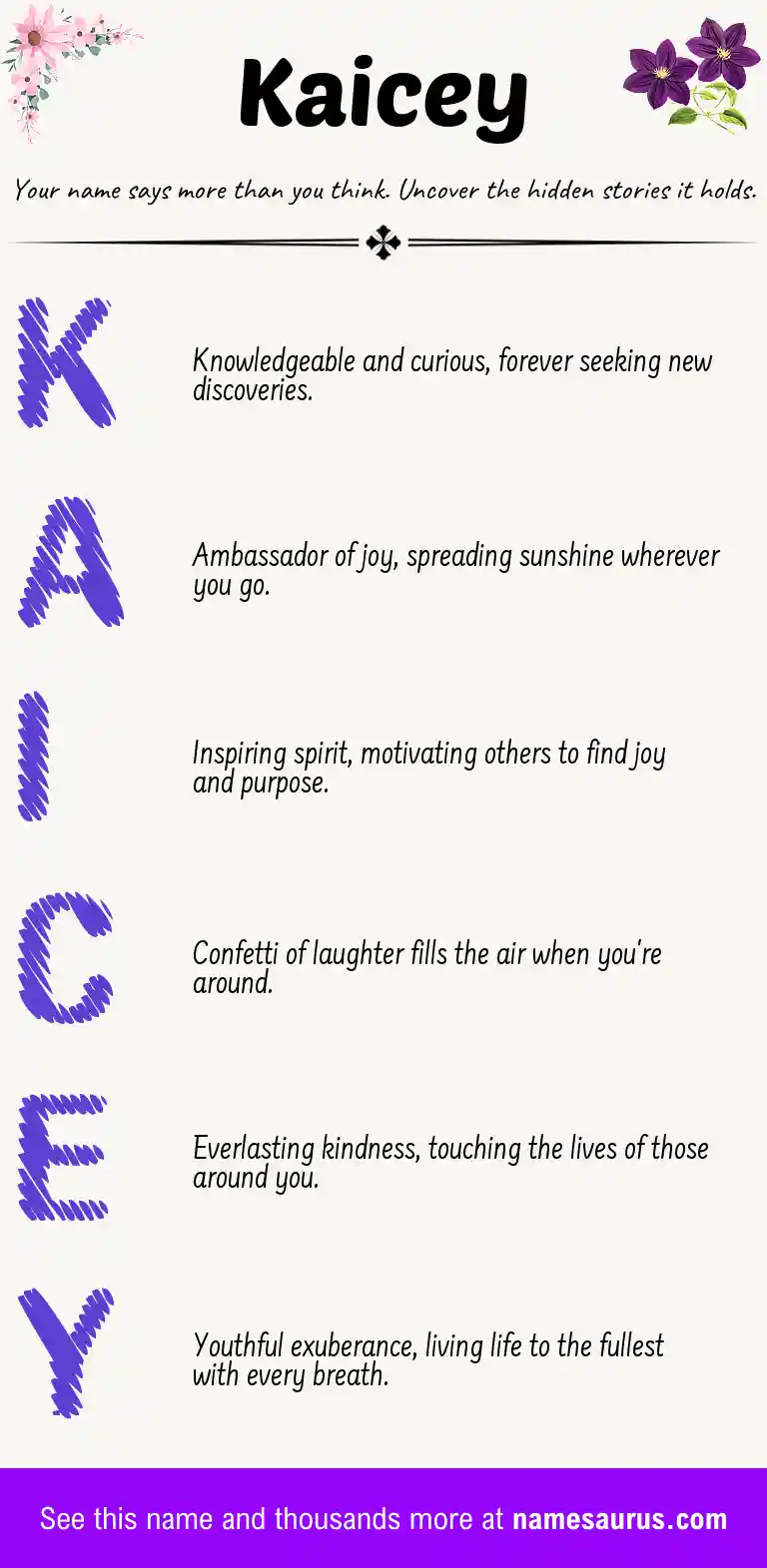 Acrostic poem about Kaicey.