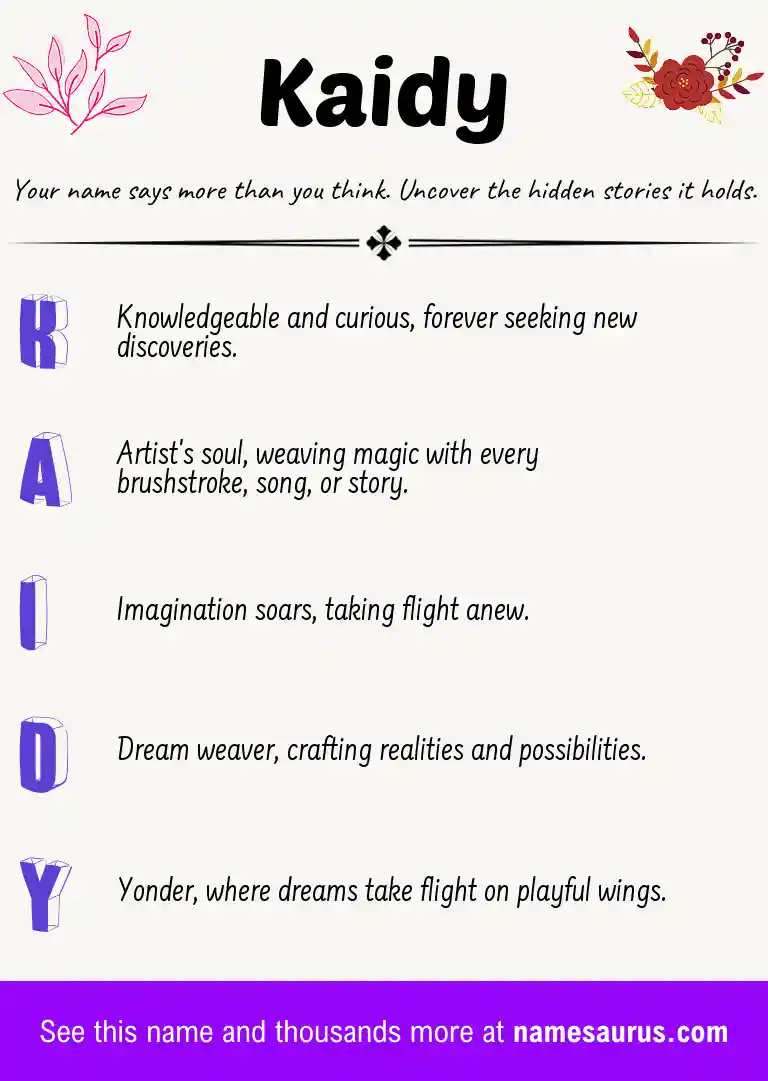 Acrostic poem about Kaidy.