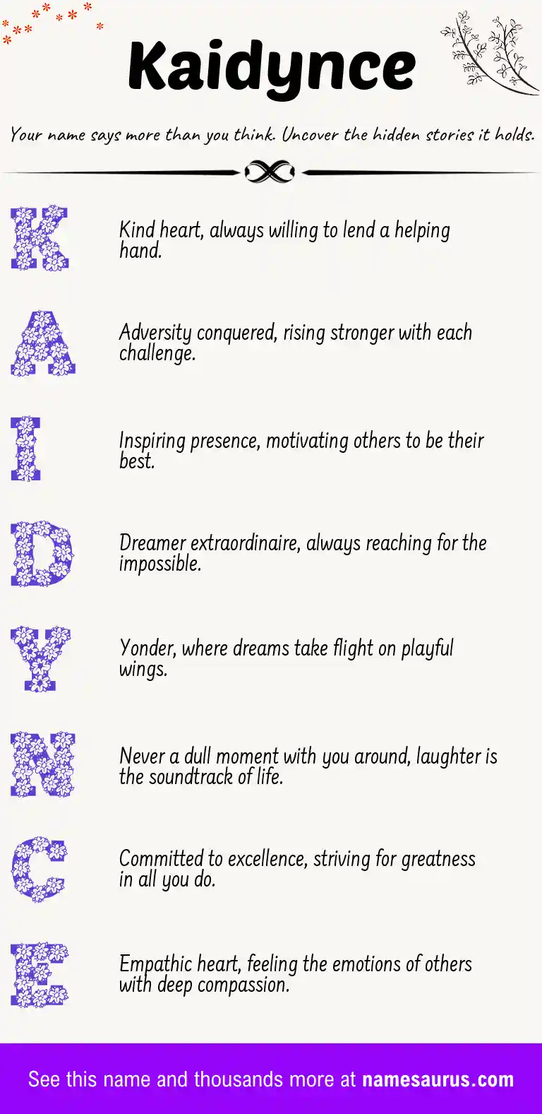 Acrostic poem about Kaidynce.