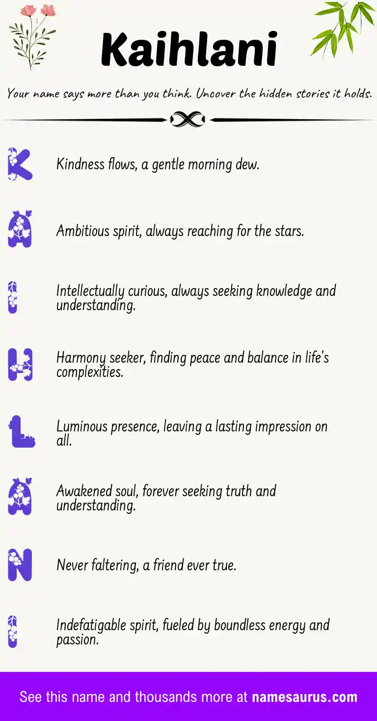 Acrostic poem about Kaihlani.