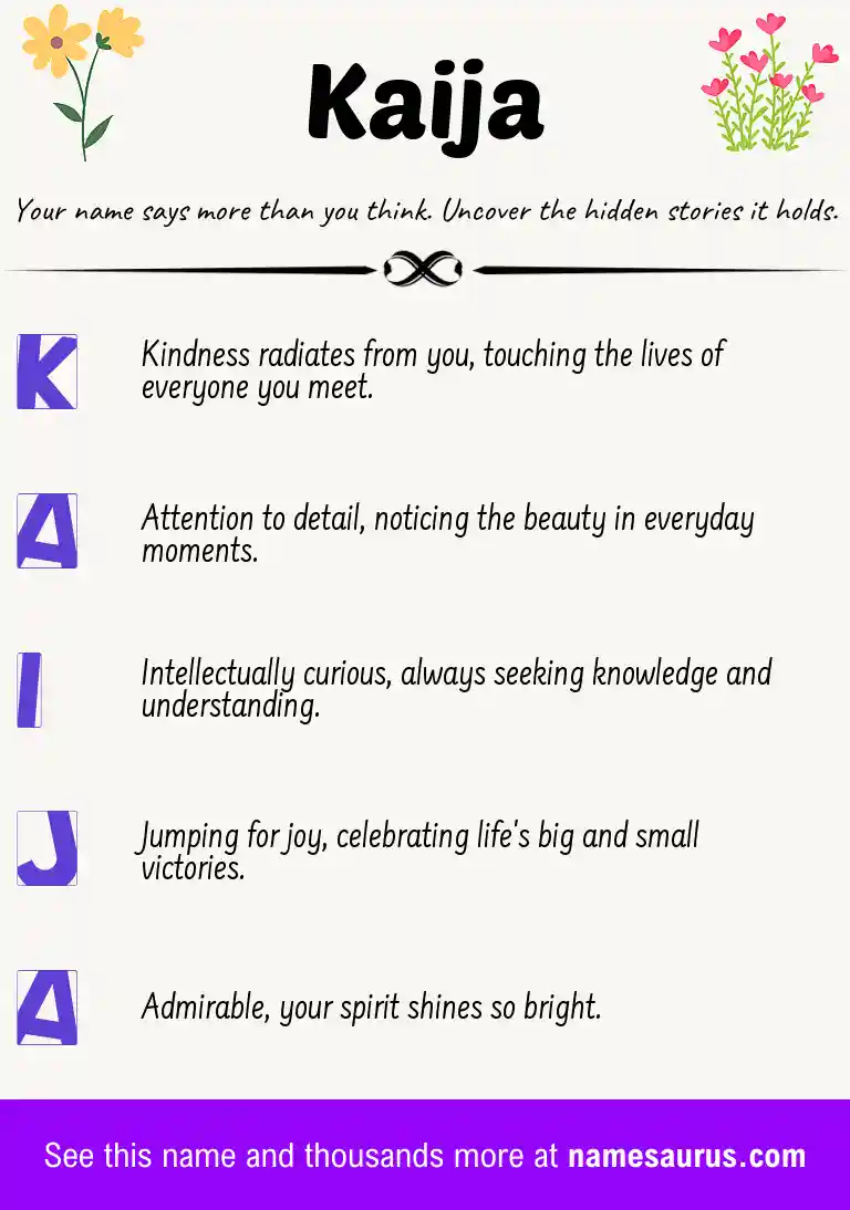 Acrostic poem about Kaija.