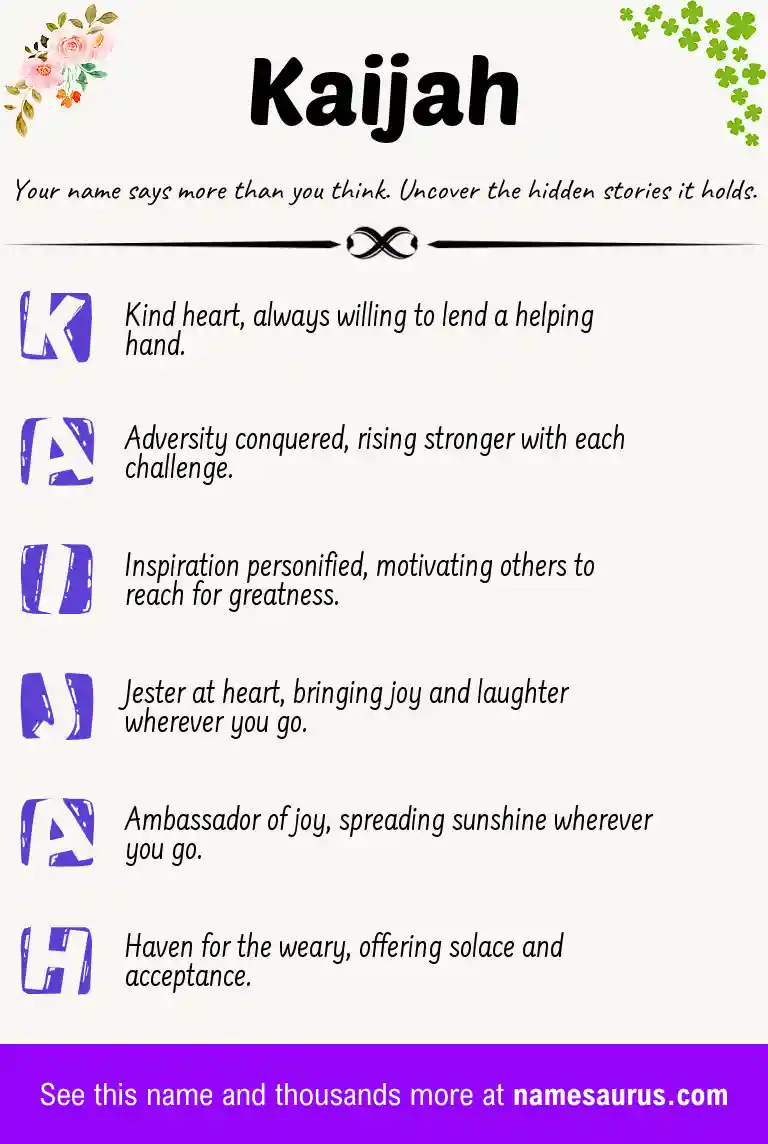 Acrostic poem about Kaijah.