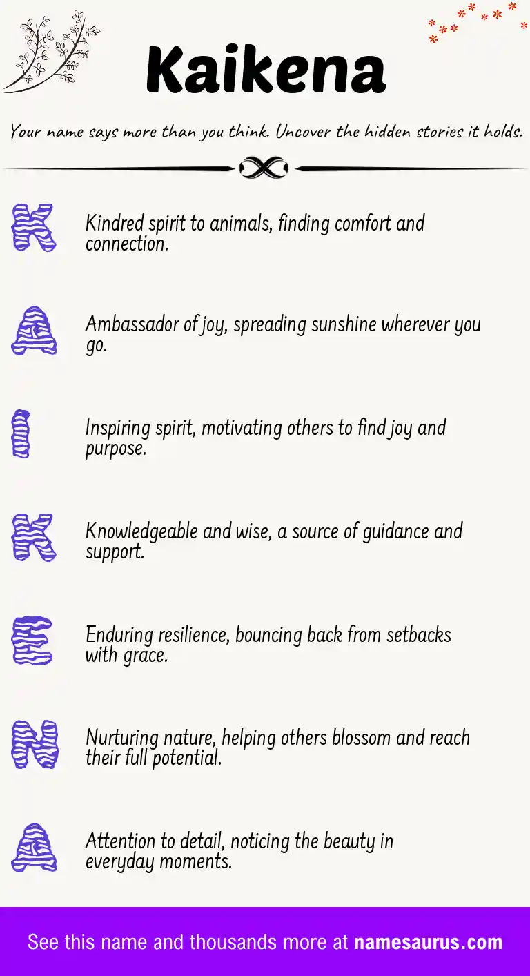 Acrostic poem about Kaikena.