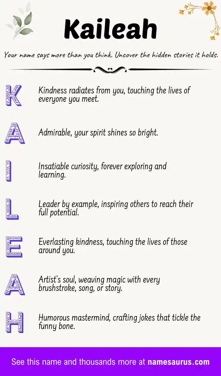 Acrostic poem about Kaileah.
