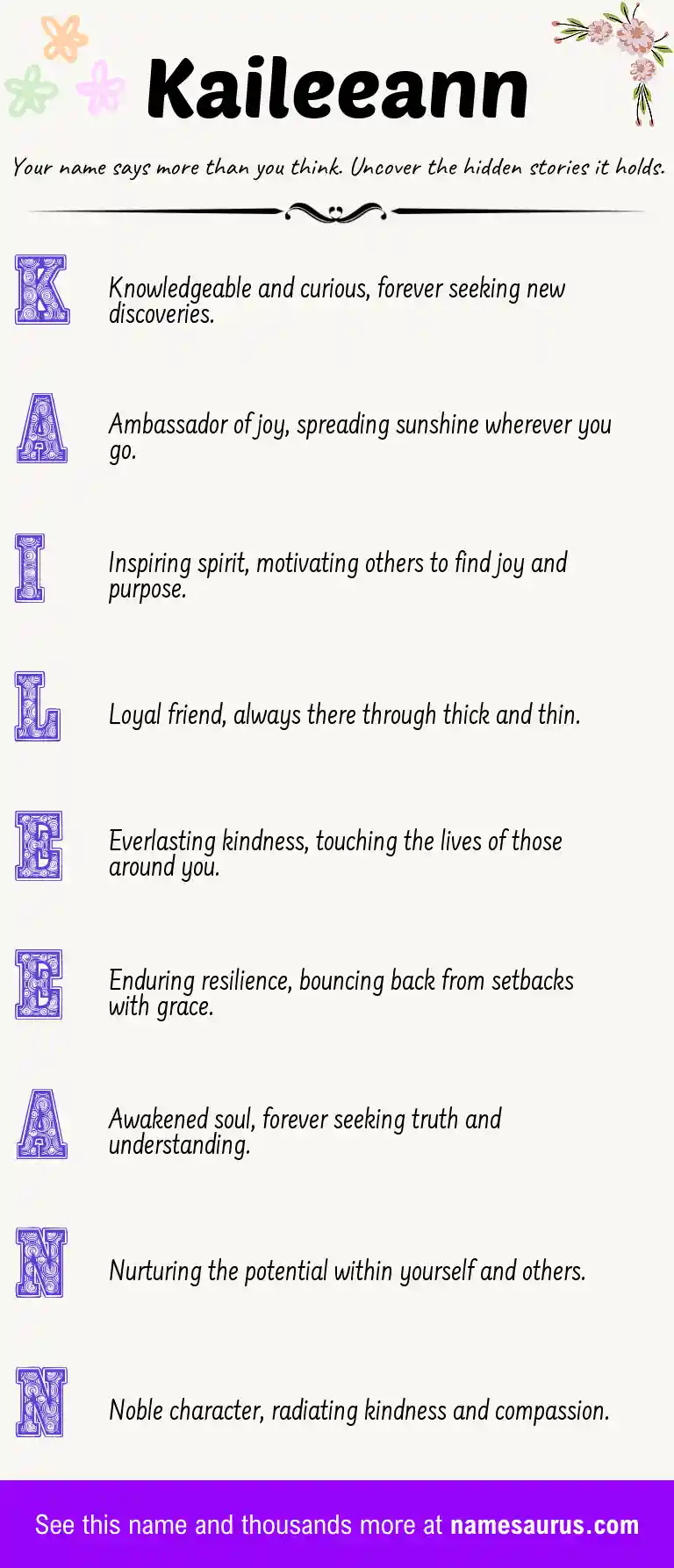 Acrostic poem about Kaileeann.