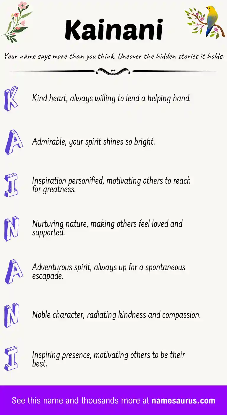 Acrostic poem about Kainani.