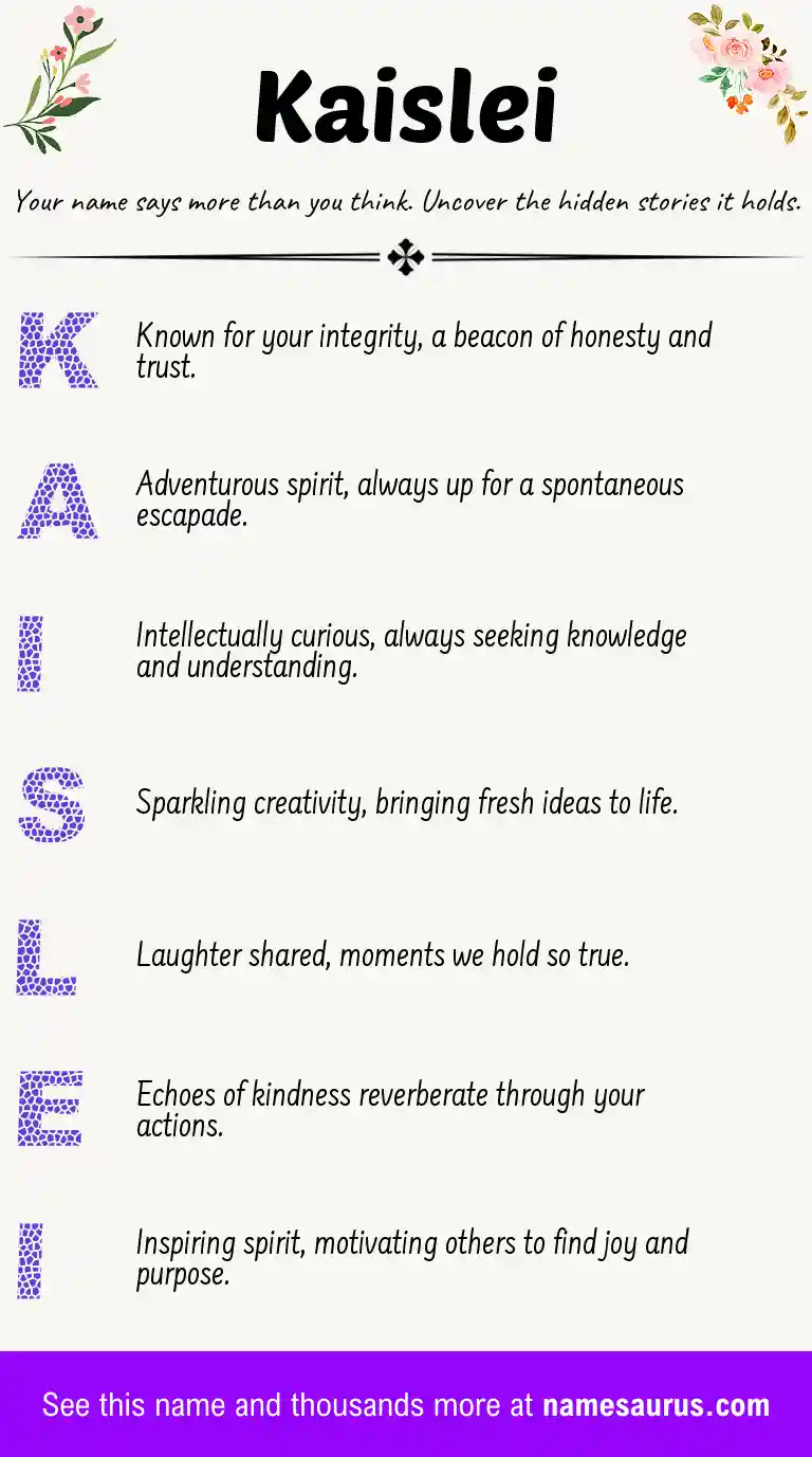 Acrostic poem about Kaislei.