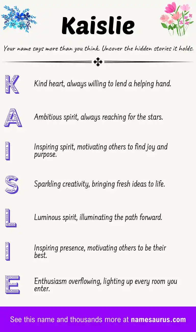 Acrostic poem about Kaislie.