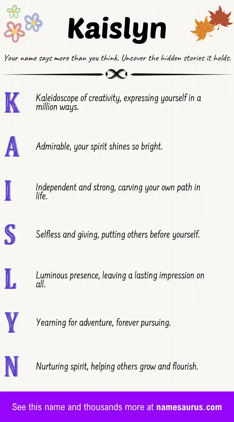 Acrostic poem about Kaislyn.