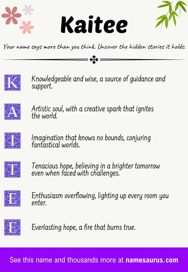 Acrostic poem about Kaitee.
