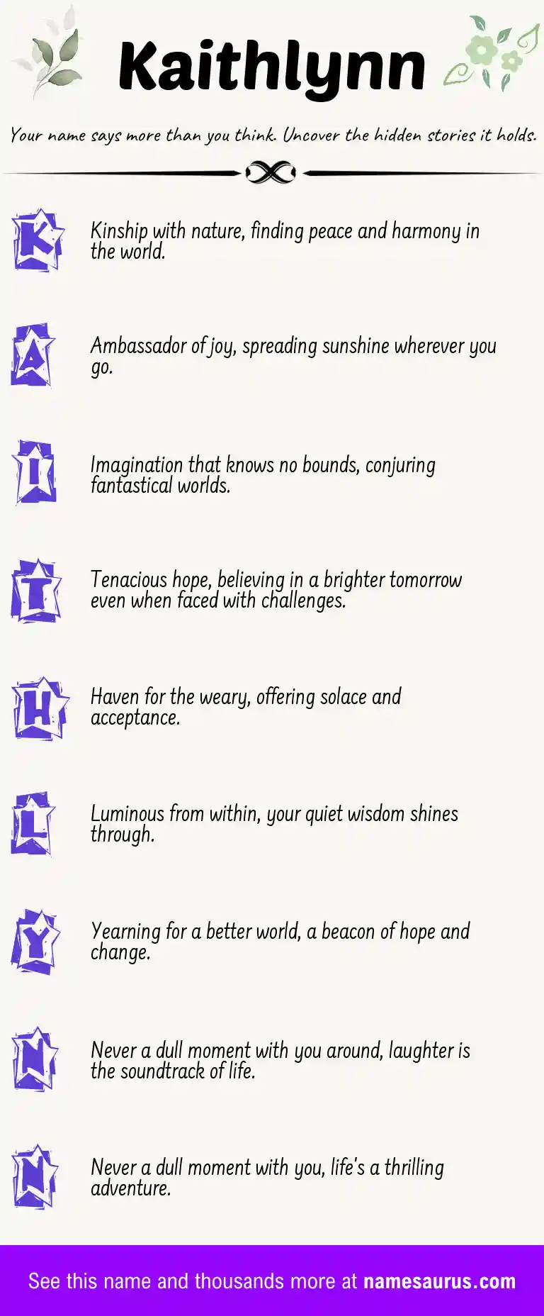 Acrostic poem about Kaithlynn.