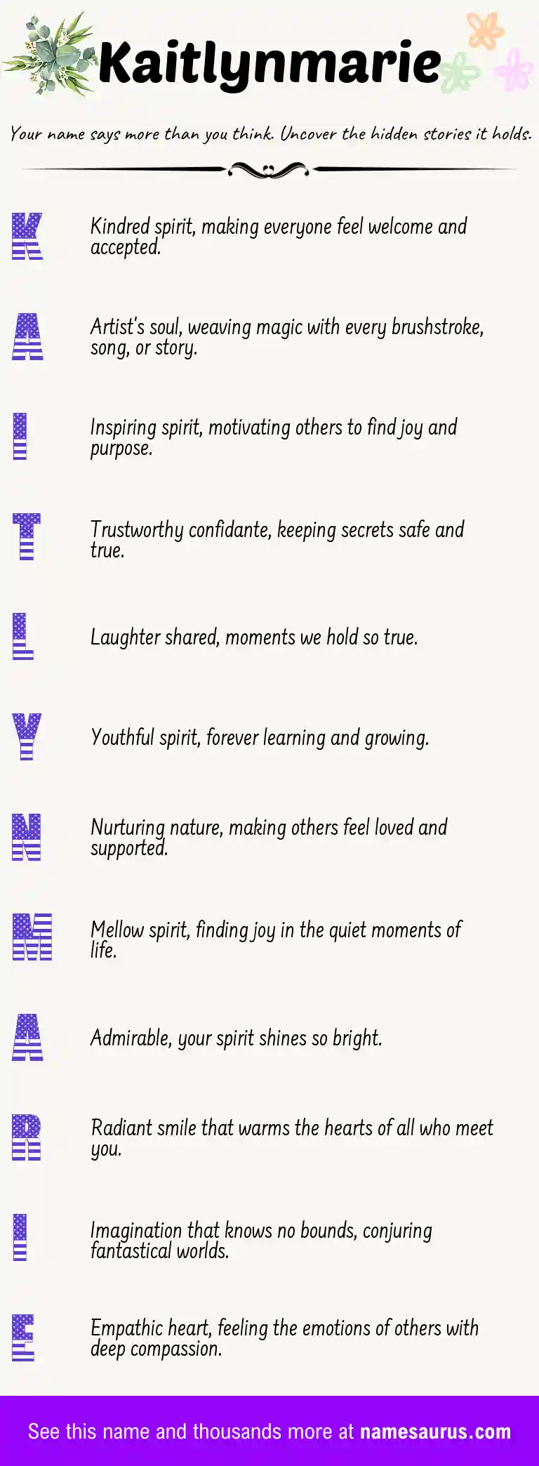 Acrostic poem about Kaitlynmarie.