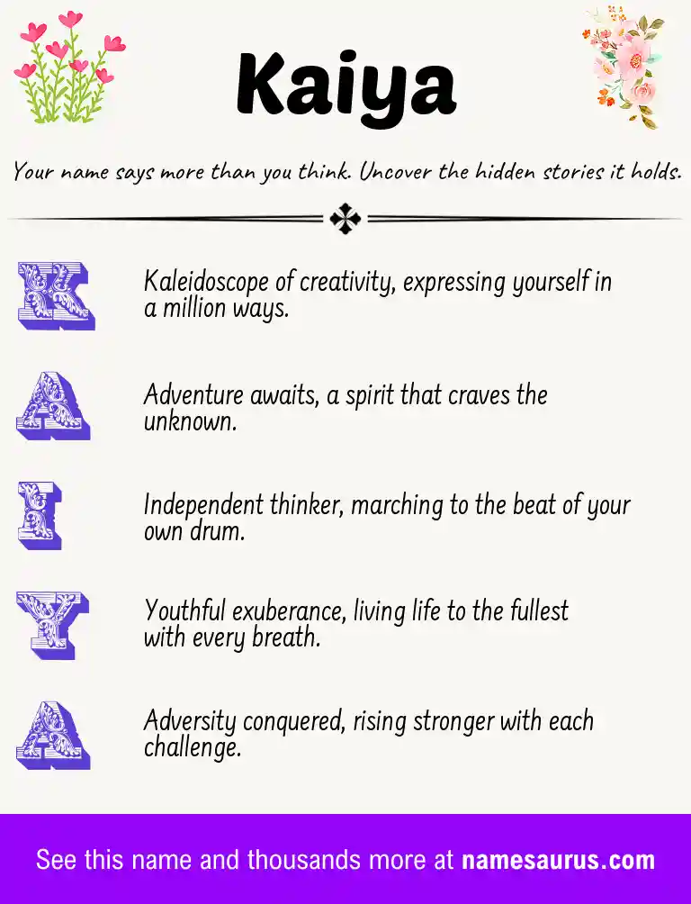 Acrostic poem about Kaiya.