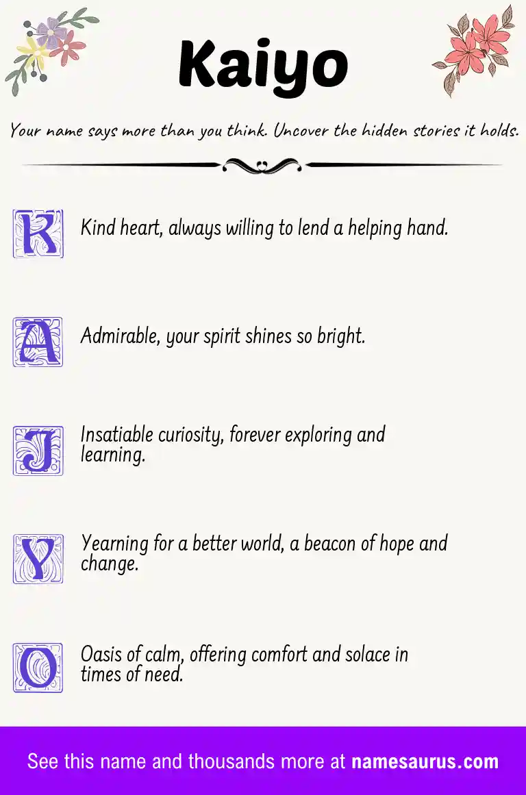 Acrostic poem about Kaiyo.