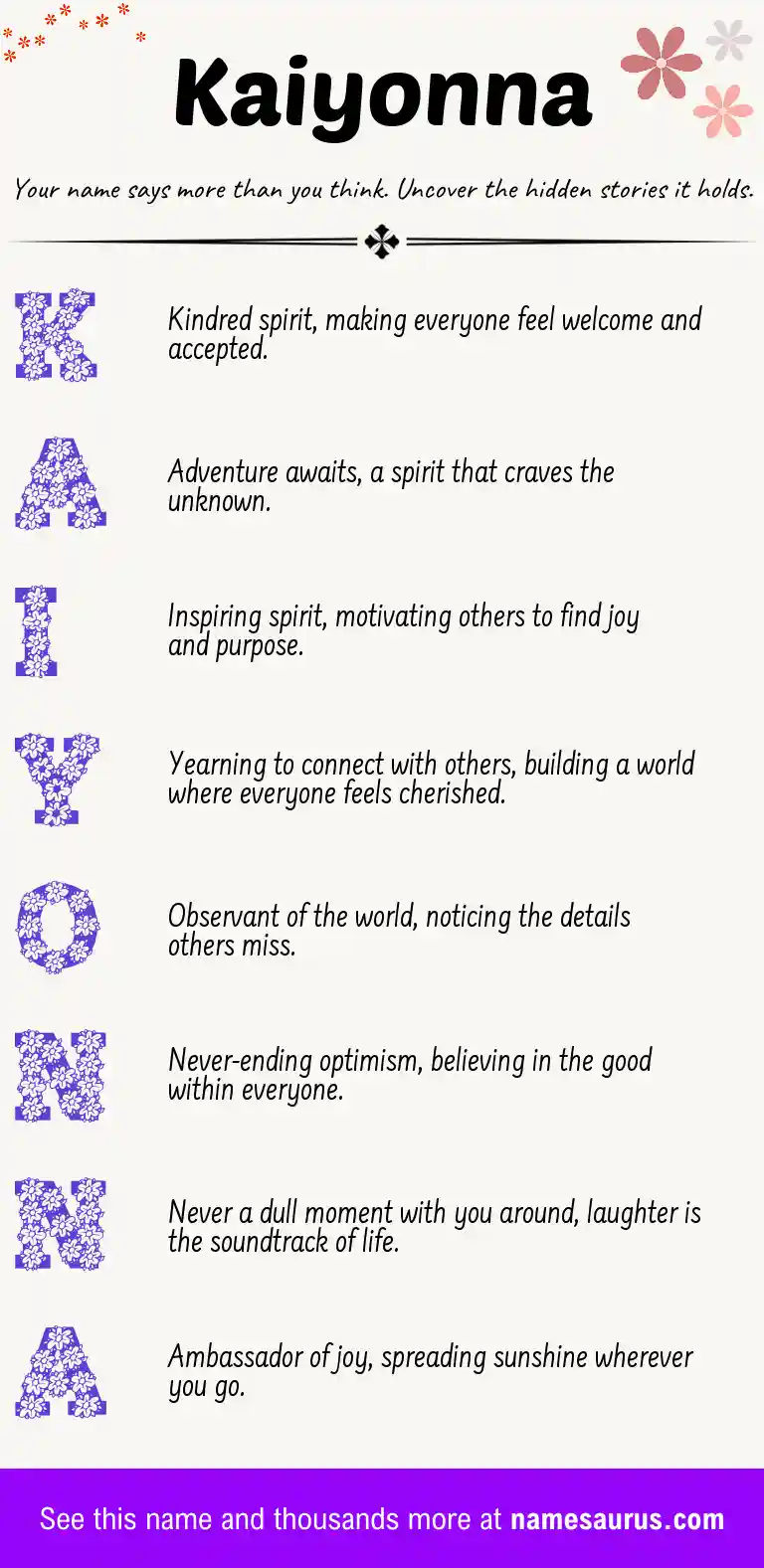 Acrostic poem about Kaiyonna.