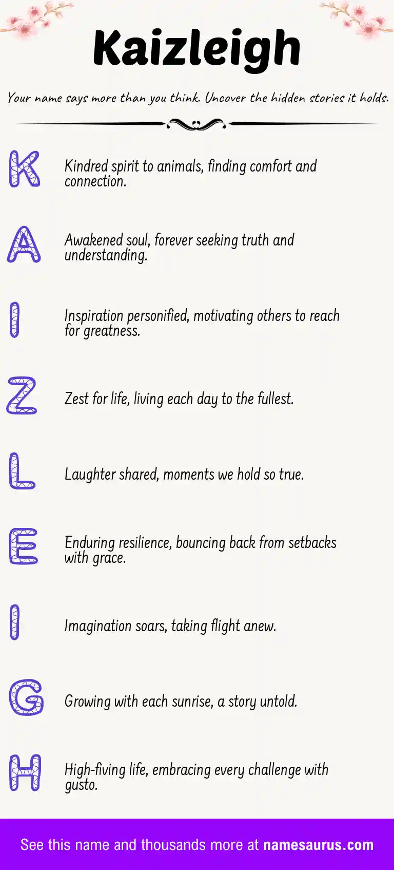 Acrostic poem about Kaizleigh.