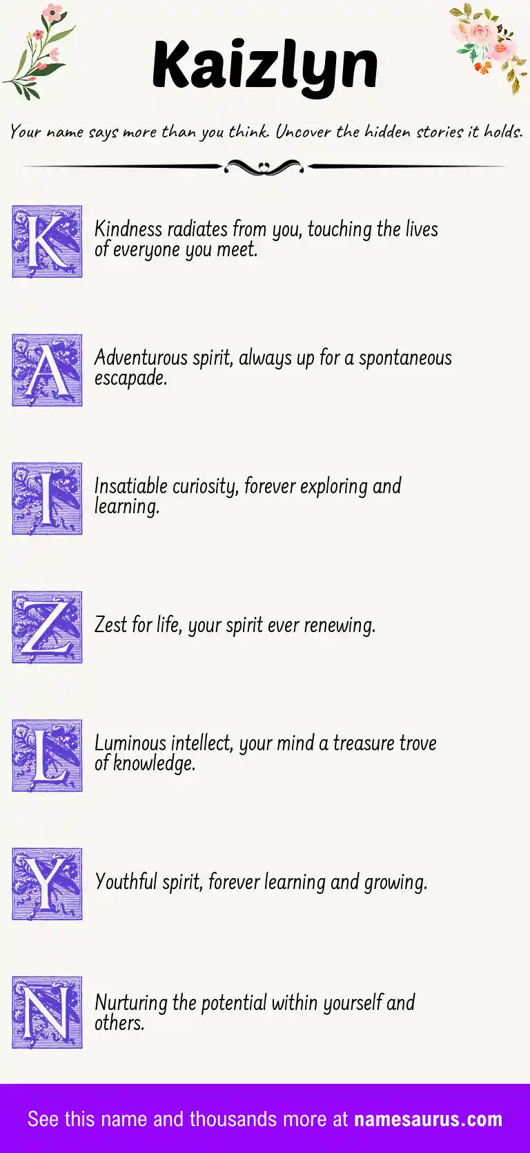 Acrostic poem about Kaizlyn.