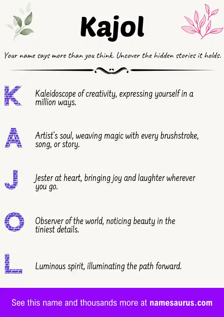 Acrostic poem about Kajol.