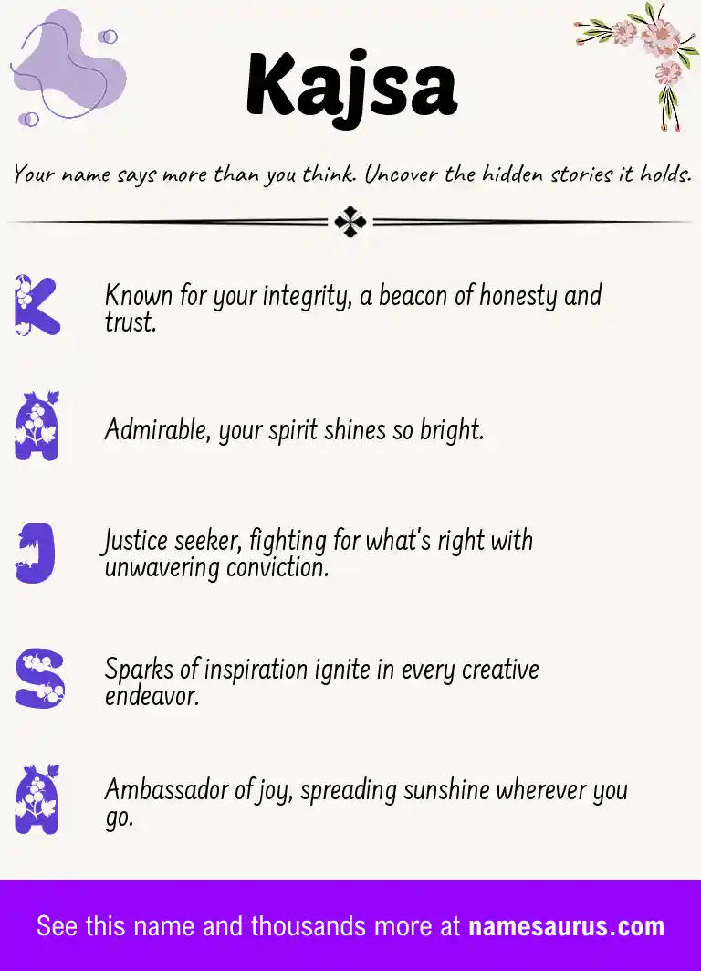 Acrostic poem about Kajsa.