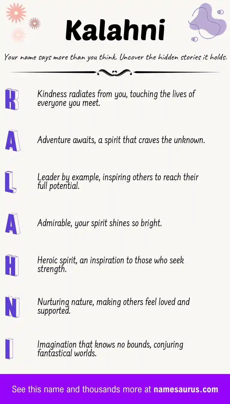 Acrostic poem about Kalahni.