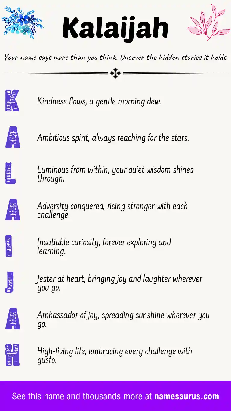 Acrostic poem about Kalaijah.
