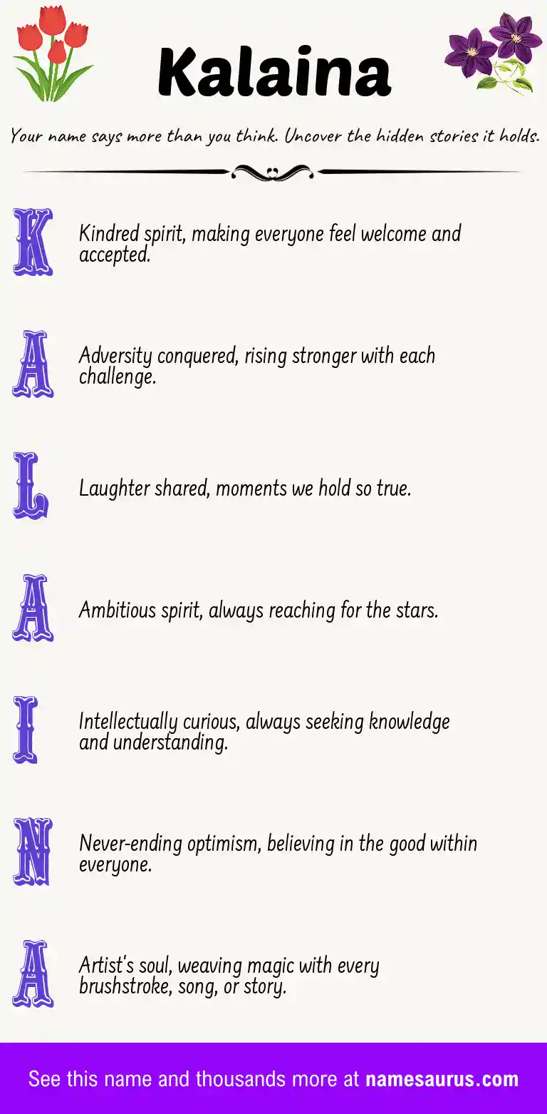 Acrostic poem about Kalaina.