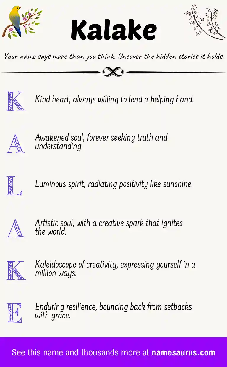 Acrostic poem about Kalake.