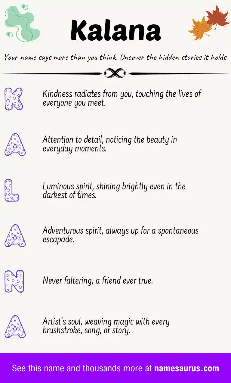 Acrostic poem about Kalana.