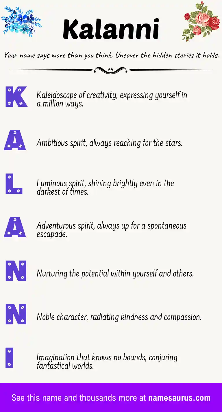 Acrostic poem about Kalanni.