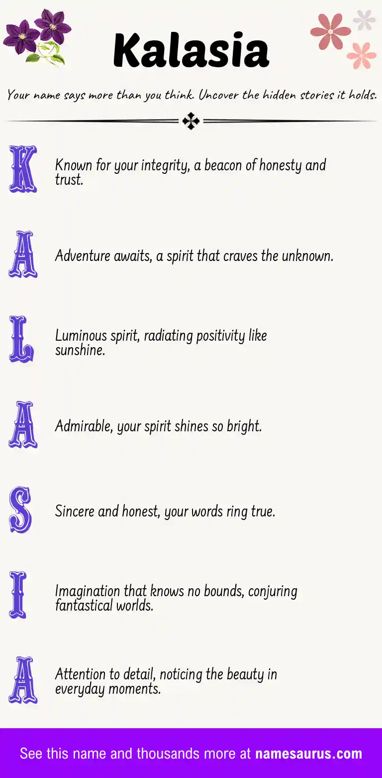 Acrostic poem about Kalasia.
