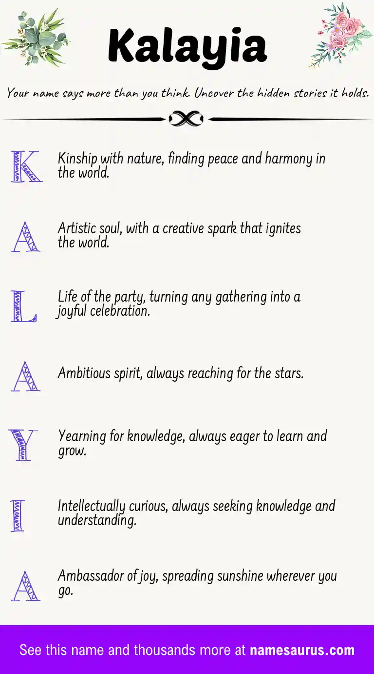 Acrostic poem about Kalayia.
